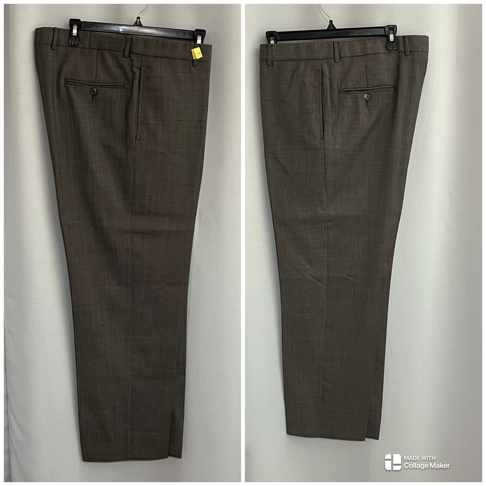 Joseph Abboud Tollegno 1900 Dress Pants Mens 36R Grey Flat Front Wool Italy Lux - Picture 11 of 15